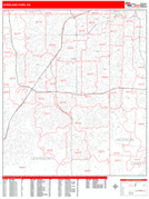 Overland Park Digital Map Red Line Style